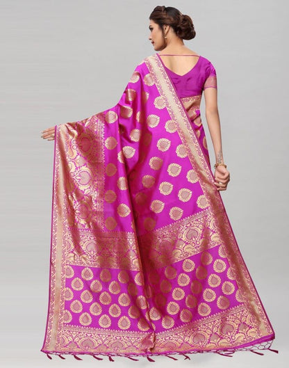 Pink Coloured Poly Silk Banarasi Jacquard Partywear Saree | Sudathi