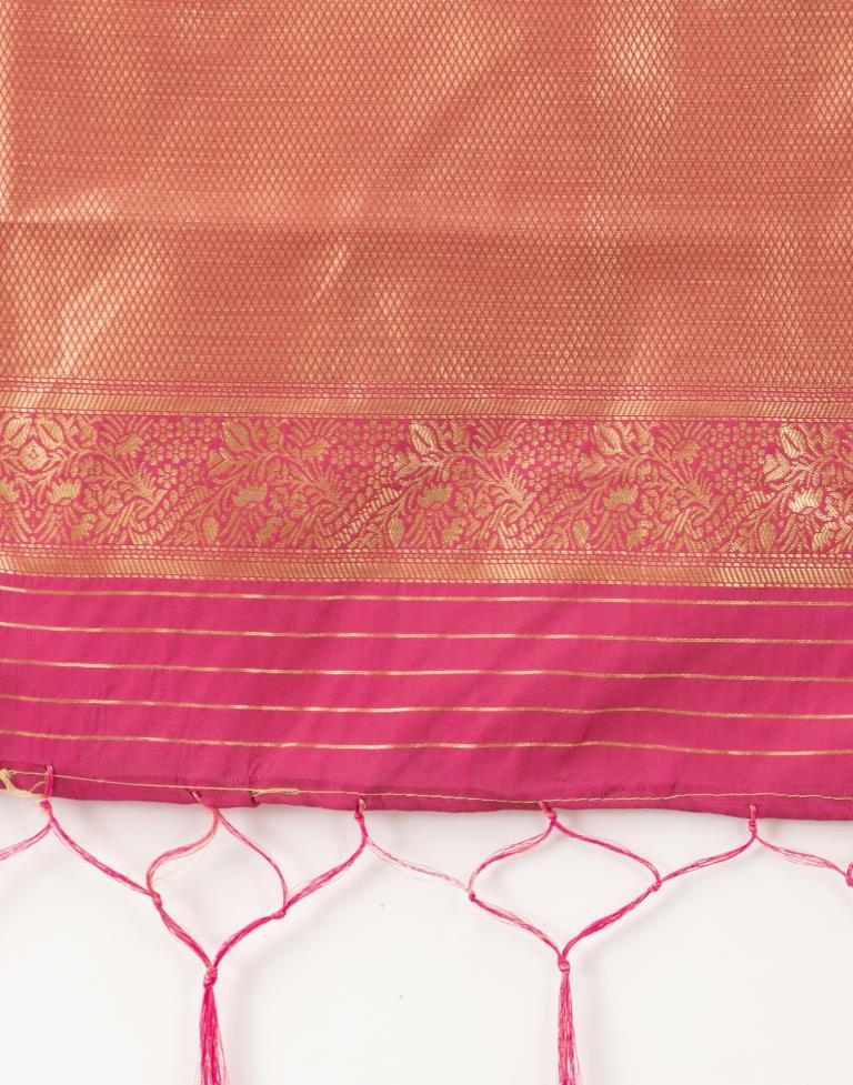 Enchanting Pink Coloured Poly Silk Jacquard Dupatta | Sudathi
