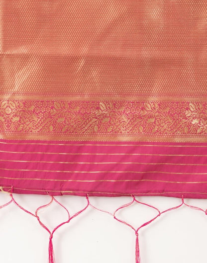 Enchanting Pink Coloured Poly Silk Jacquard Dupatta | Sudathi
