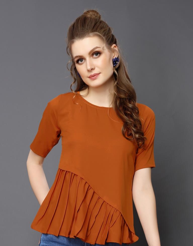 Refreshing Rust Coloured Plain Crepe Tops | Sudathi