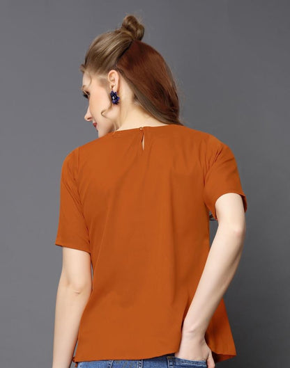 Refreshing Rust Coloured Plain Crepe Tops | Sudathi
