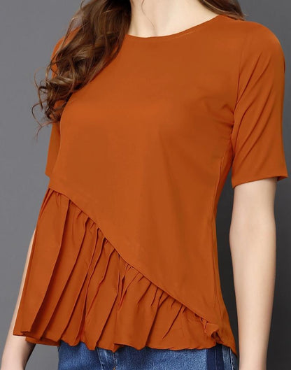 Refreshing Rust Coloured Plain Crepe Tops | Sudathi
