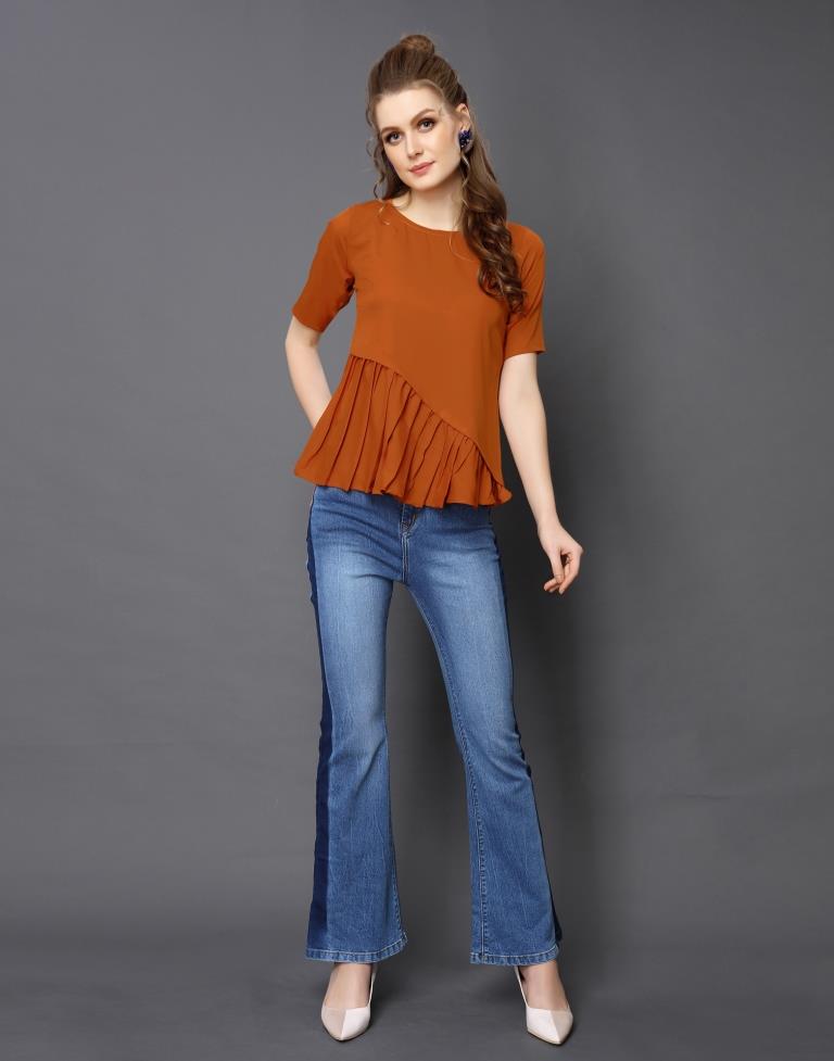 Refreshing Rust Coloured Plain Crepe Tops | Sudathi