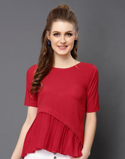 Modish Red Coloured Plain Crepe Tops | Sudathi