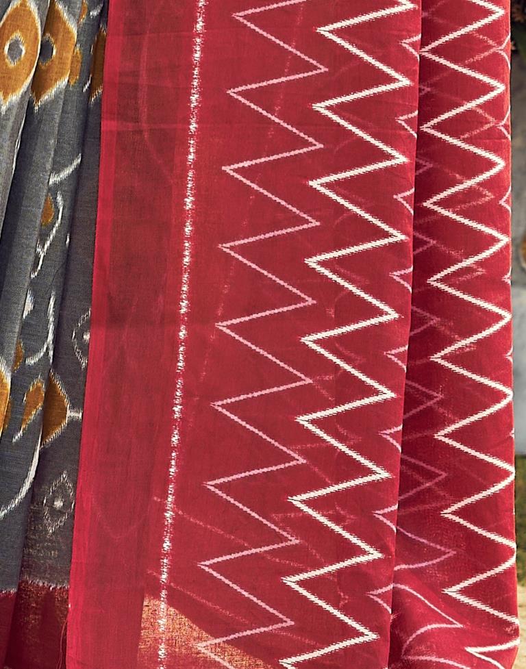 Ready to Wear Grey & Multicoloured Cotton Printed Saree