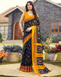 Ready to Wear Black & Yellow Cotton Printed Saree