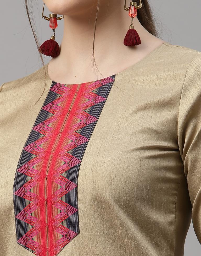 Beige Kurti with Pant And Dupatta | Leemboodi