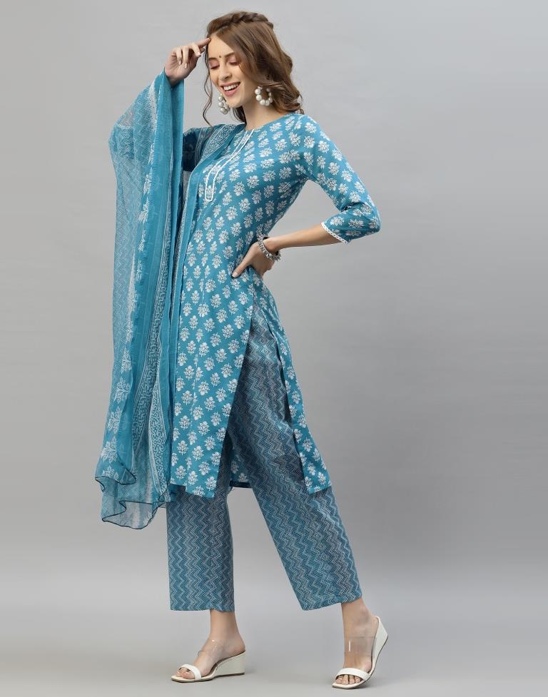 Light Blue Kurti with Pant And Dupatta | Sudathi