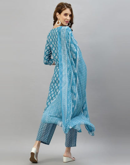 Light Blue Kurti with Pant And Dupatta | Sudathi