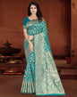Turquose Jacquard Banarasi Silk Saree