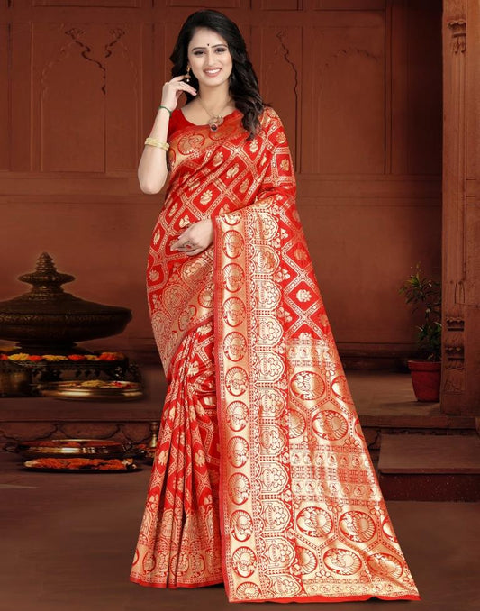 Red Banarasi Silk Saree