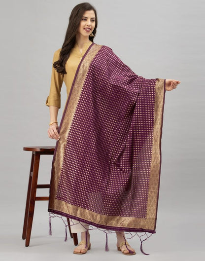 Amazing Purple Coloured Poly Silk Jacquard Dupatta | Sudathi