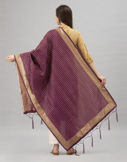 Amazing Purple Coloured Poly Silk Jacquard Dupatta | Sudathi