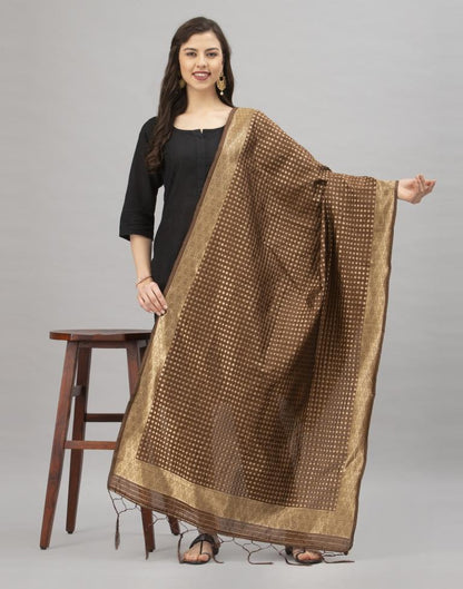 Appealing Brown Coloured Poly Silk Jacquard Dupatta | Sudathi