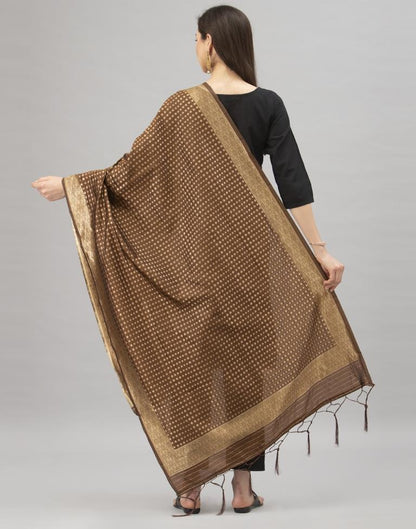 Appealing Brown Coloured Poly Silk Jacquard Dupatta | Sudathi