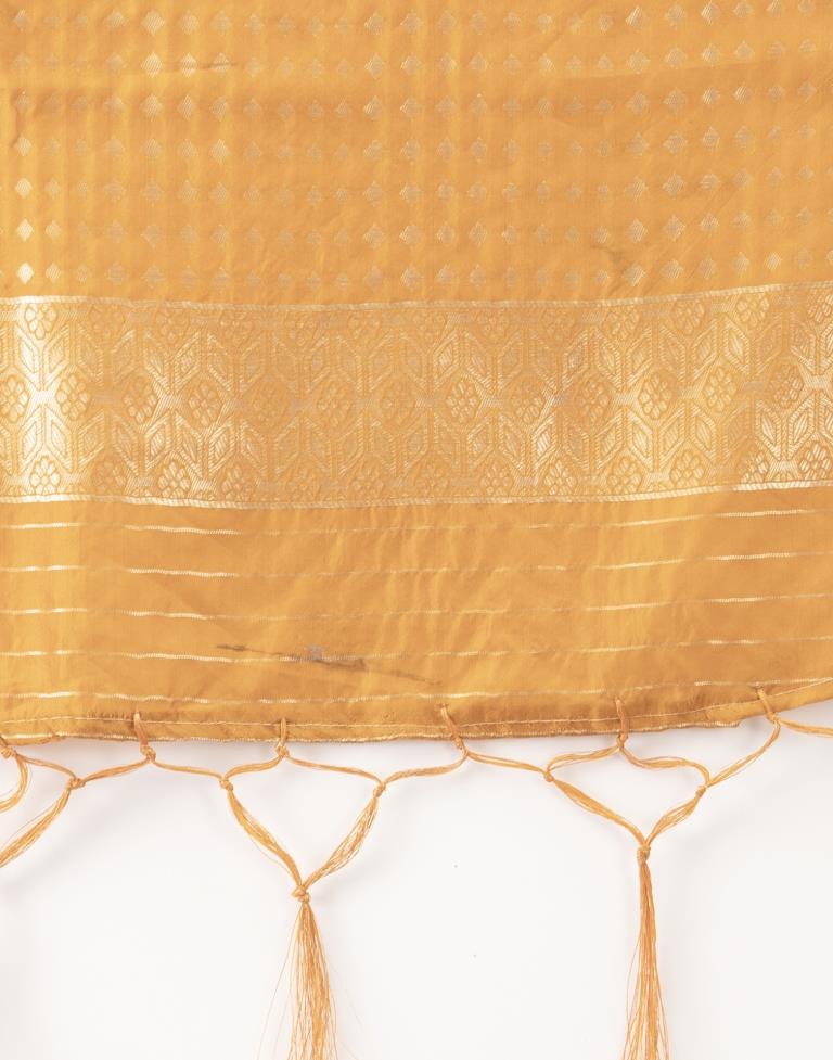 Vintage Burnt Orange Coloured Poly Silk Jacquard Dupatta | Sudathi