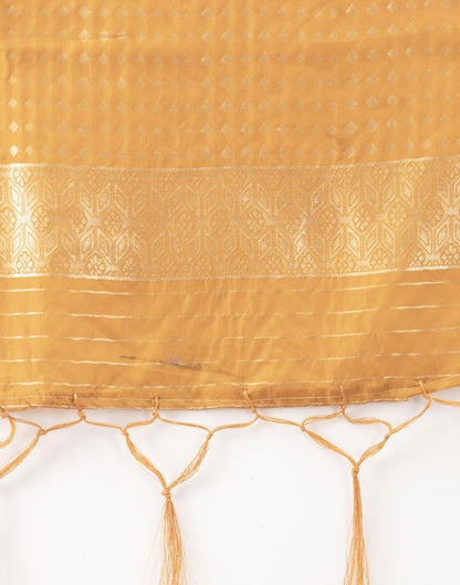 Vintage Burnt Orange Coloured Poly Silk Jacquard Dupatta | Sudathi