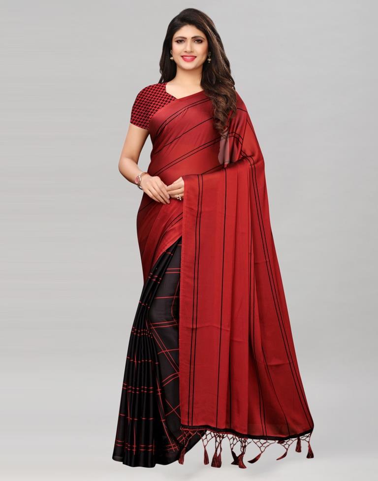 Maroon Printed Saree | Sudathi