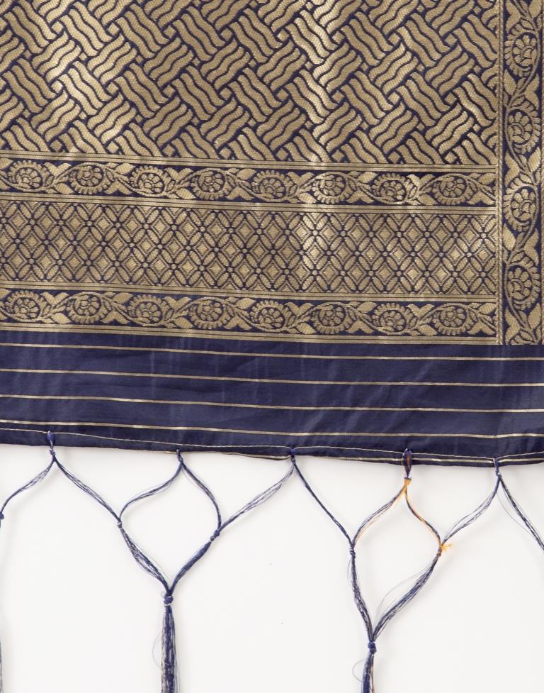 Favourable Navy Blue Coloured Poly Silk Jacquard Dupatta | Sudathi