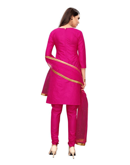 Pink Cotton Embroidered Unstitched Salwar Suit | Sudathi