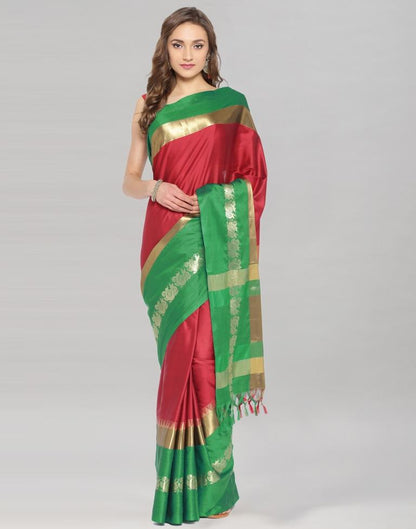 Maroon Coloured Poly Silk Jacquard Border Casual Saree | Sudathi