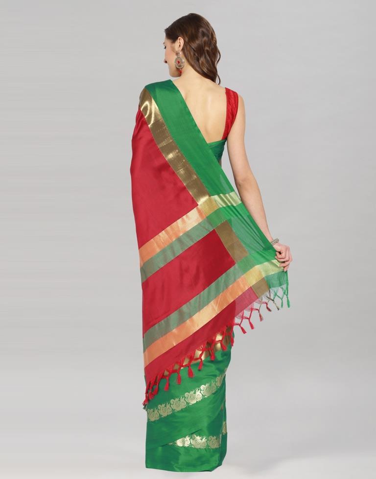 Maroon Coloured Poly Silk Jacquard Border Casual Saree | Sudathi