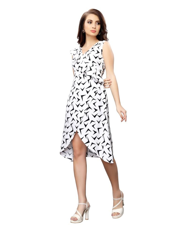 Rust Coloured Printed Crepe Dress | Sudathi