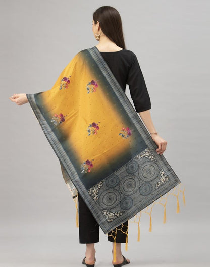 Rust Mustard Coloured Poly Silk Digital Printed Dupatta | Sudathi