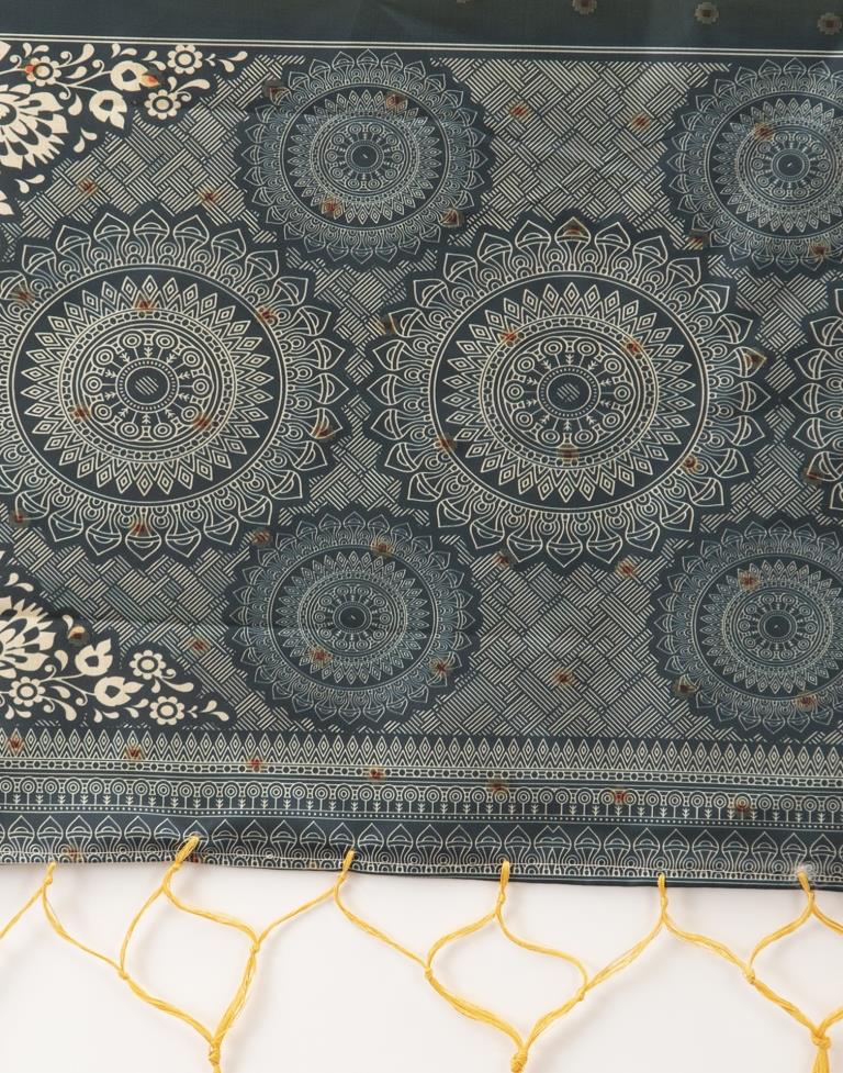 Rust Mustard Coloured Poly Silk Digital Printed Dupatta | Sudathi