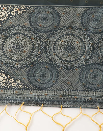 Rust Mustard Coloured Poly Silk Digital Printed Dupatta | Sudathi