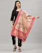 Peppy Peach Coloured Poly Silk Digital Printed Dupatta | Sudathi