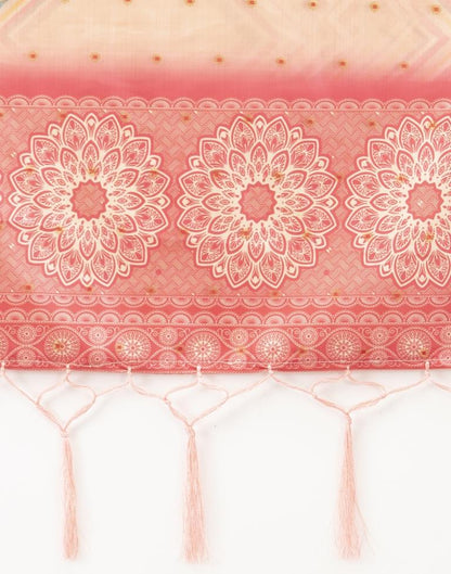 Peppy Peach Coloured Poly Silk Digital Printed Dupatta | Sudathi
