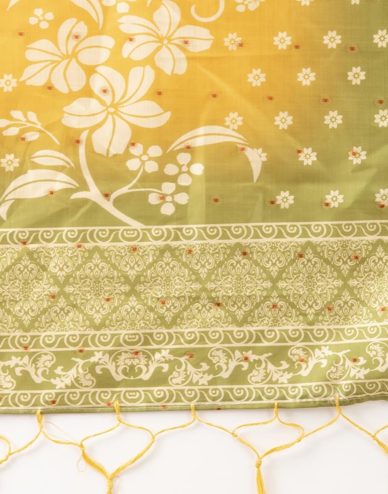 Picturesque Mustard Coloured Poly Silk Digital Printed Dupatta | Sudathi