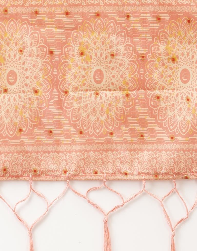 Modish Peach Coloured Poly Silk Digital Printed Dupatta | Sudathi