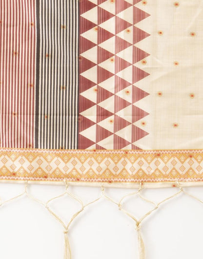 Royal Cream Coloured Poly Silk Digital Printed Dupatta | Sudathi