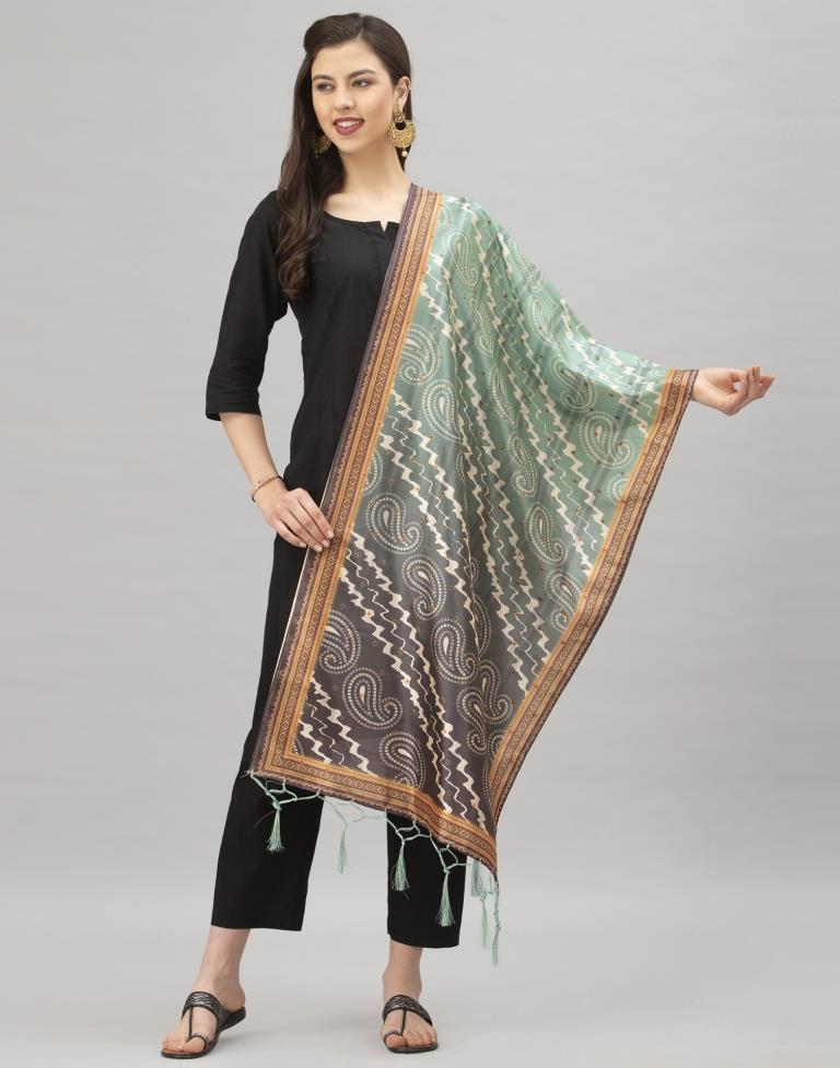 Gorgeous Olive Green Coloured Poly Silk Bandhani Printed Dupatta | Sudathi