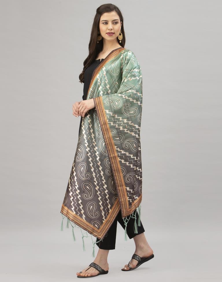 Gorgeous Olive Green Coloured Poly Silk Bandhani Printed Dupatta | Sudathi