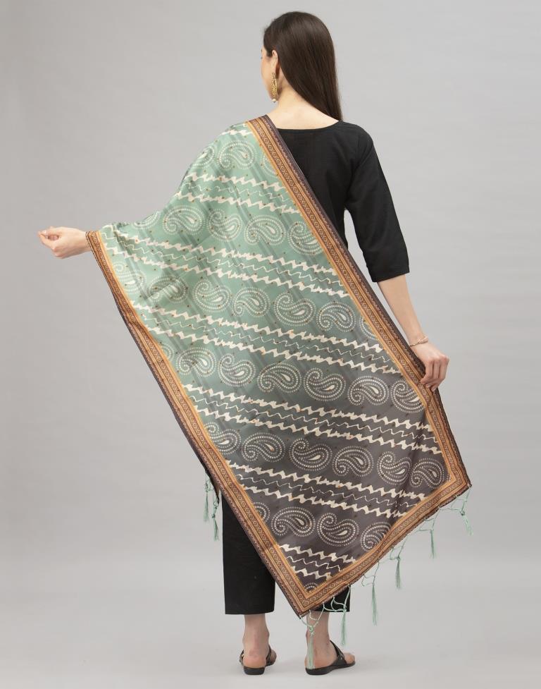 Gorgeous Olive Green Coloured Poly Silk Bandhani Printed Dupatta | Sudathi