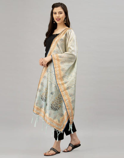 Voguish Light Sky Blue Coloured Poly Silk Digital Printed Dupatta | Sudathi