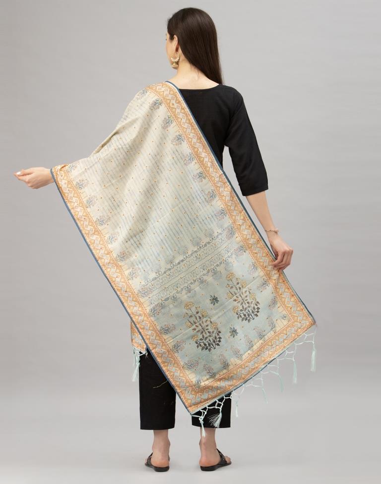 Voguish Light Sky Blue Coloured Poly Silk Digital Printed Dupatta | Sudathi