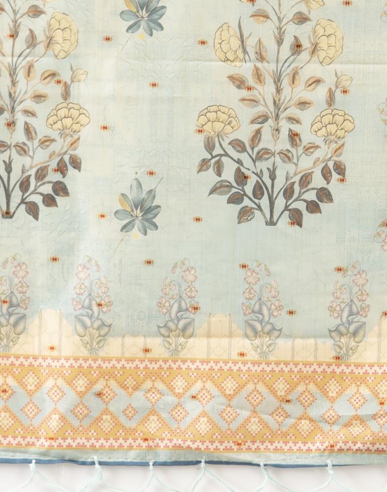 Voguish Light Sky Blue Coloured Poly Silk Digital Printed Dupatta | Sudathi