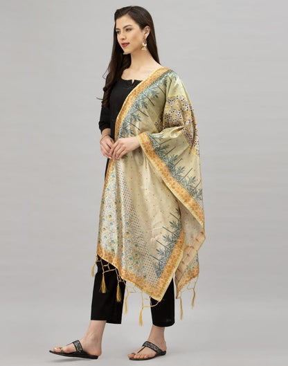 Attractive Pestal Green,Multi Coloured Poly Silk Digital Printed Dupatta | Sudathi