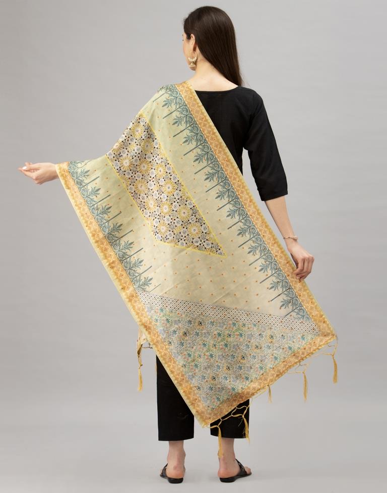 Attractive Pestal Green,Multi Coloured Poly Silk Digital Printed Dupatta | Sudathi