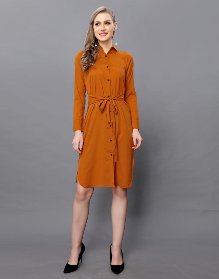 Voguish Rust Coloured Plain Crepe Tops | Sudathi