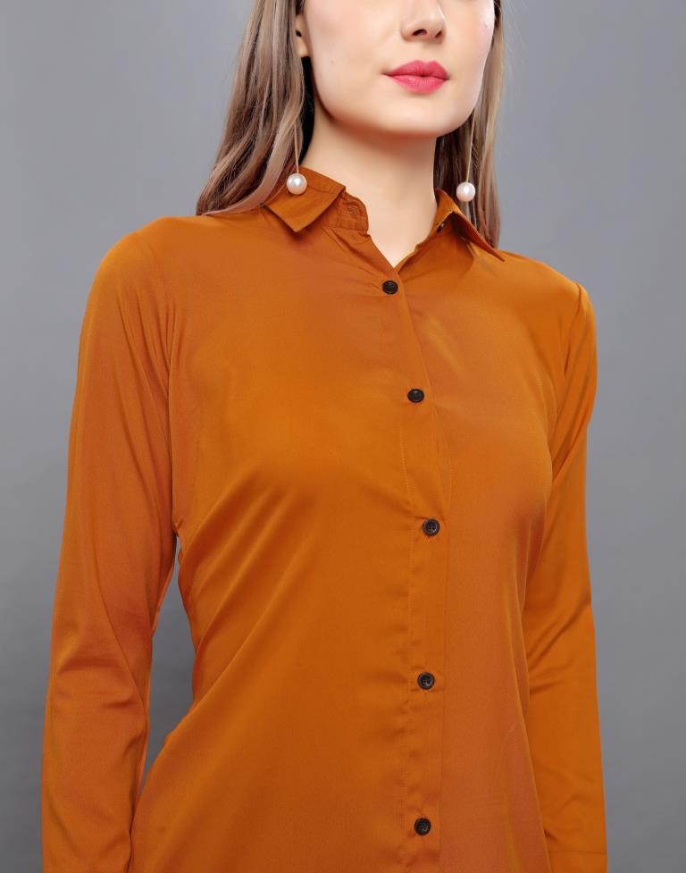 Voguish Rust Coloured Plain Crepe Tops | Sudathi