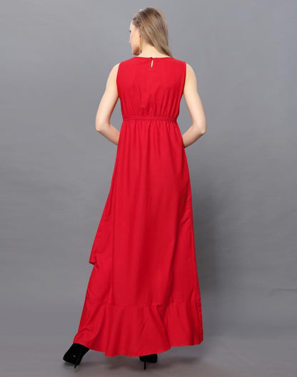 Fabulous Red Coloured Plain Crepe Dress | Sudathi