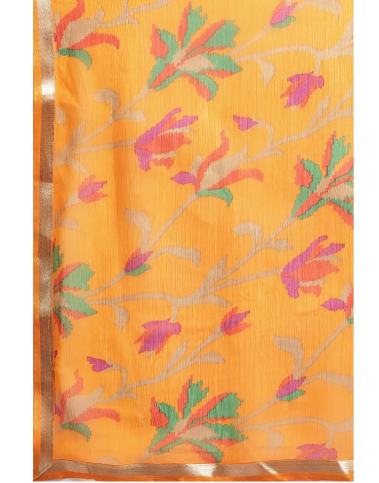 Yellow Coloured Chiffon Printed Casual saree | Sudathi