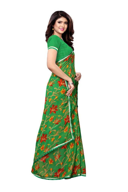 Green Coloured Chiffon Printed Casual saree | Sudathi