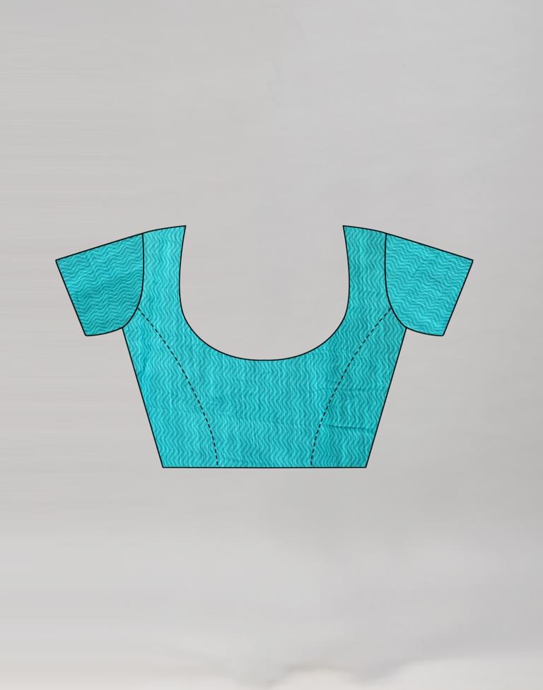 Navy Blue Printed Silk Saree