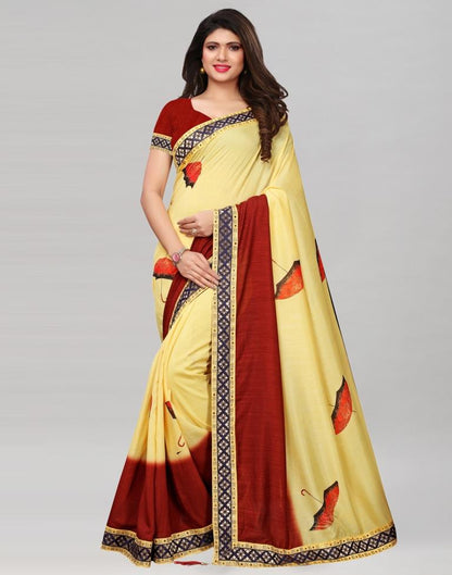 Light yellow Silk Digital Printed Saree | Sudathi